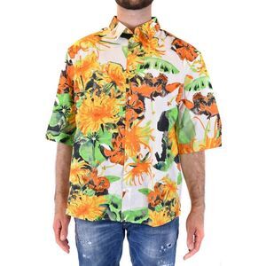 Msgm Floral Print ButtonDown Shirt Men white Shirts